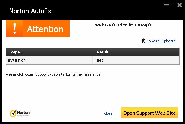 Run Norton autofix: fail to resolve issue