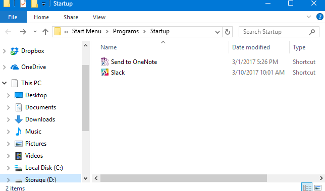Access Windows 10 Startup Folder Using File Explorer