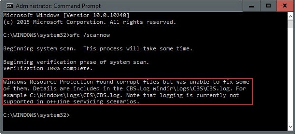 Windows Resource Protection Found Corrupt Files But Was Unable to Fix Some of Them
