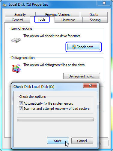 Right-click on the Smart Error Hard Drive.  Click on the Properties. 