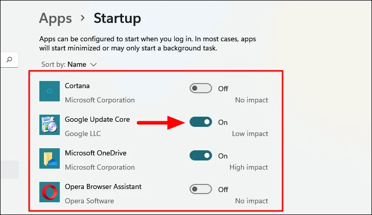 Tap on More Details--></noscript> Select Startup. 