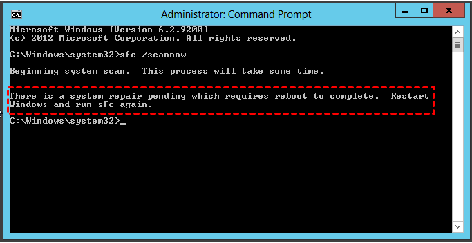 Type the following command in the displayed command page: sfc /scannow. 