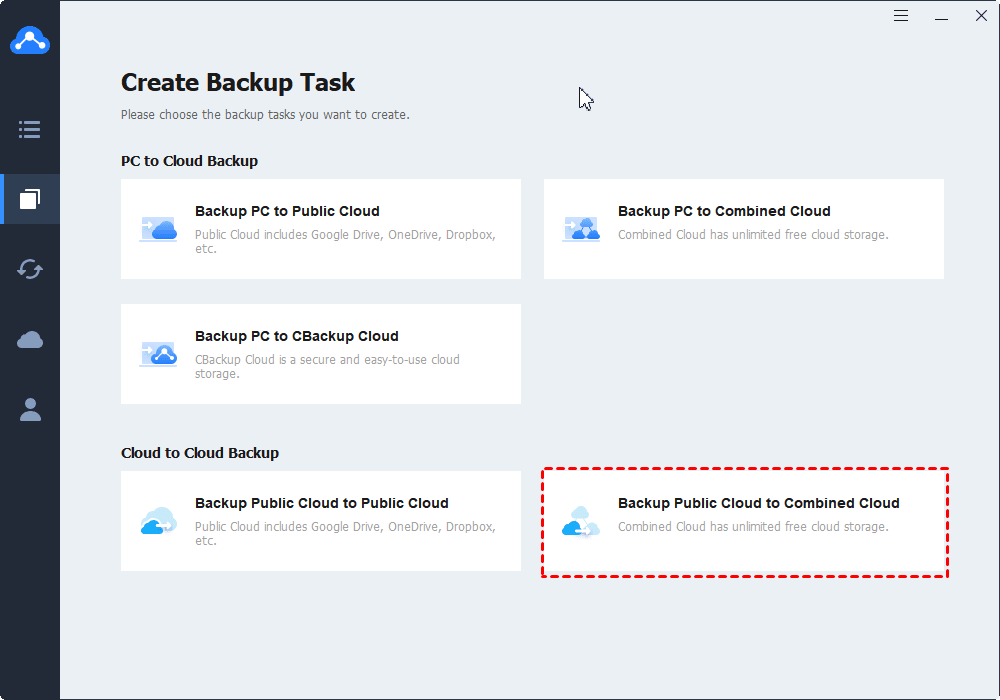 Use Cloud Space to Create a Backup