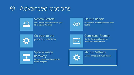  Troubleshoot and then choose Advanced Options. 