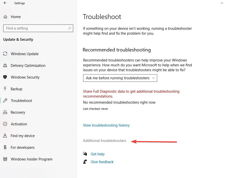 Activate the Windows Troubleshooter