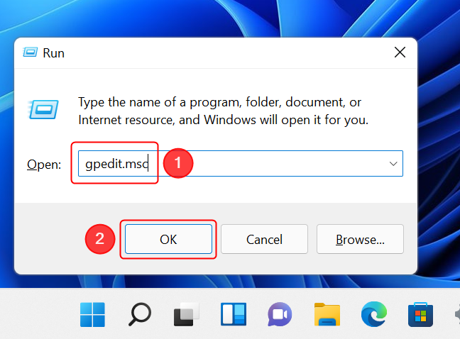 First, open the Run window by pressing "Windows" + "R then presses "Enter" after typing "gpedit.msc".