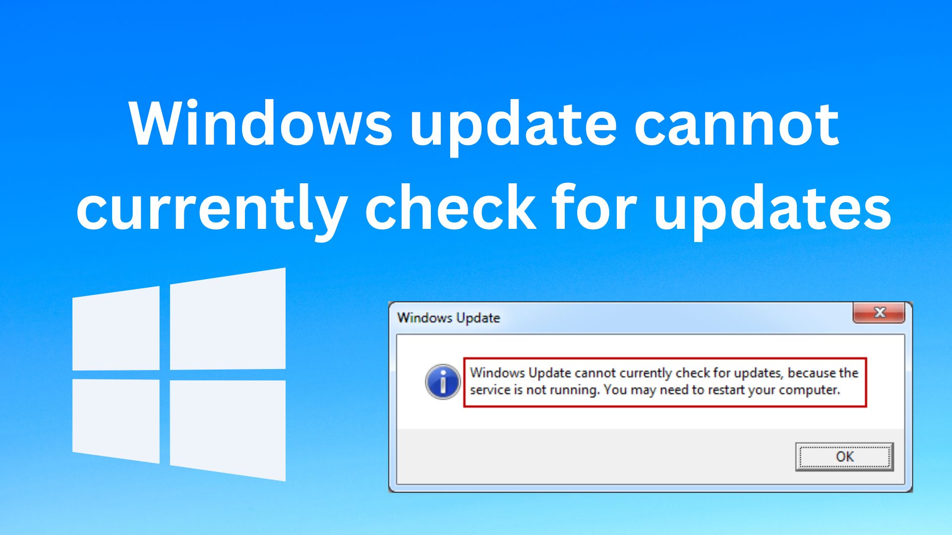 windows update cannot currently check for updates because the service is not running