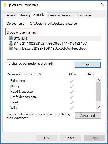 Check Permissions of the File or Folder (Windows Cannot Access The Specified Device)