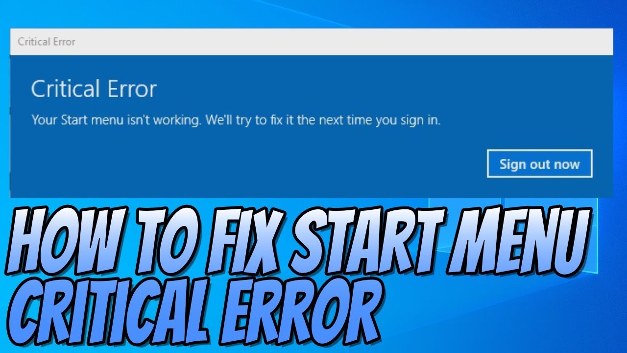 critical error start menu