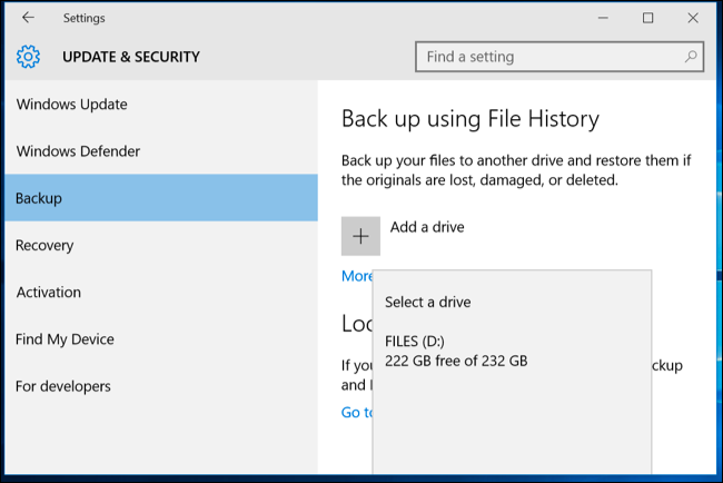 Use your File History for Backing Up Files