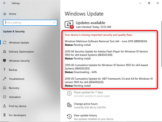 Search for Fresh Windows Updates