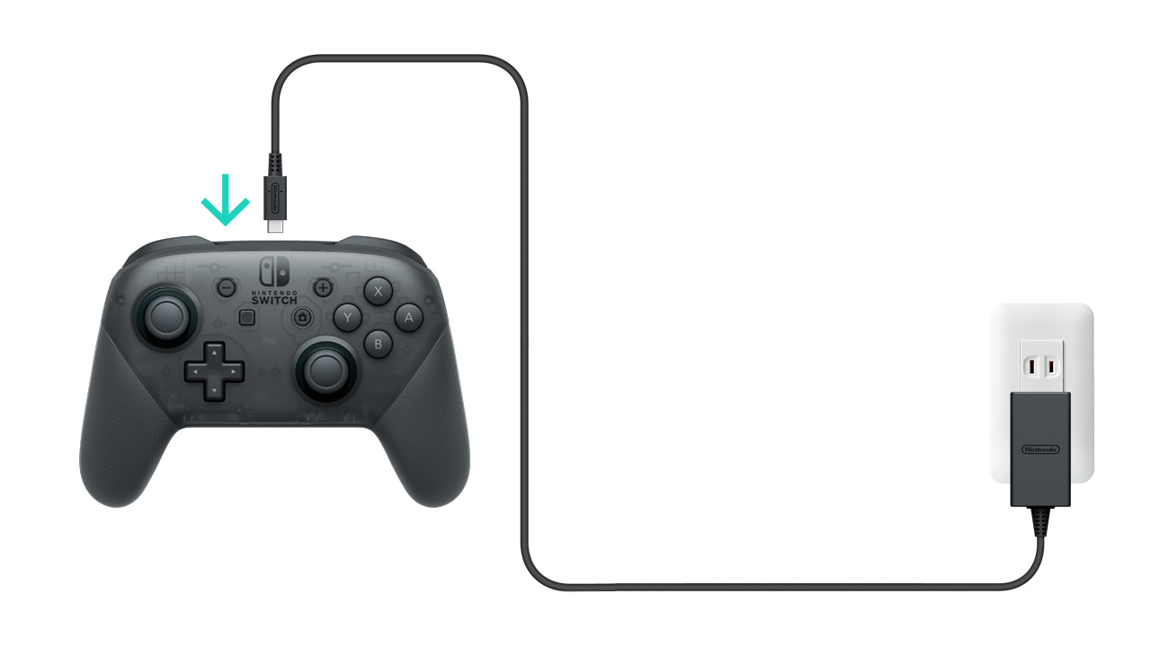 Charging Nintendo Switch Pro Controllers using a USB cord