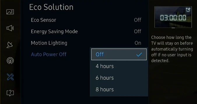 Turn Off the Samsung TV's Automatic Protection Countdown Timer