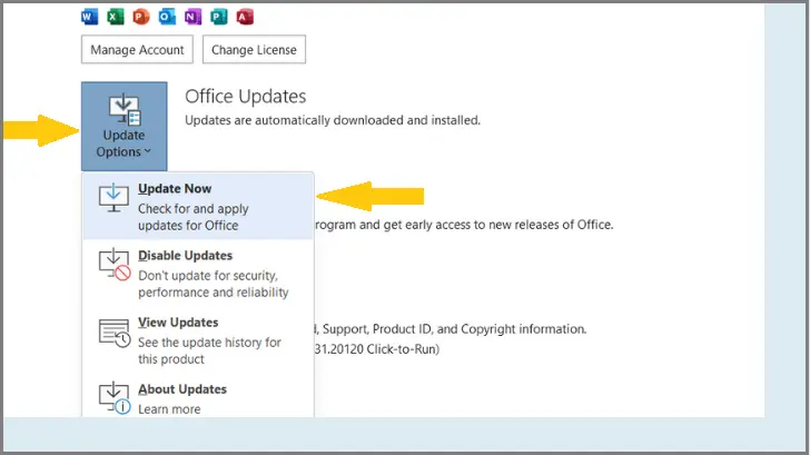 Modify or Update the Office Suite Manually (your organization's data cannot be pasted here)