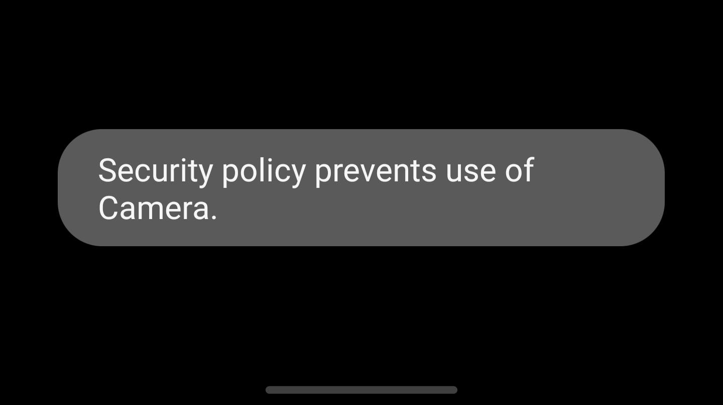 security policy prevents use of camera