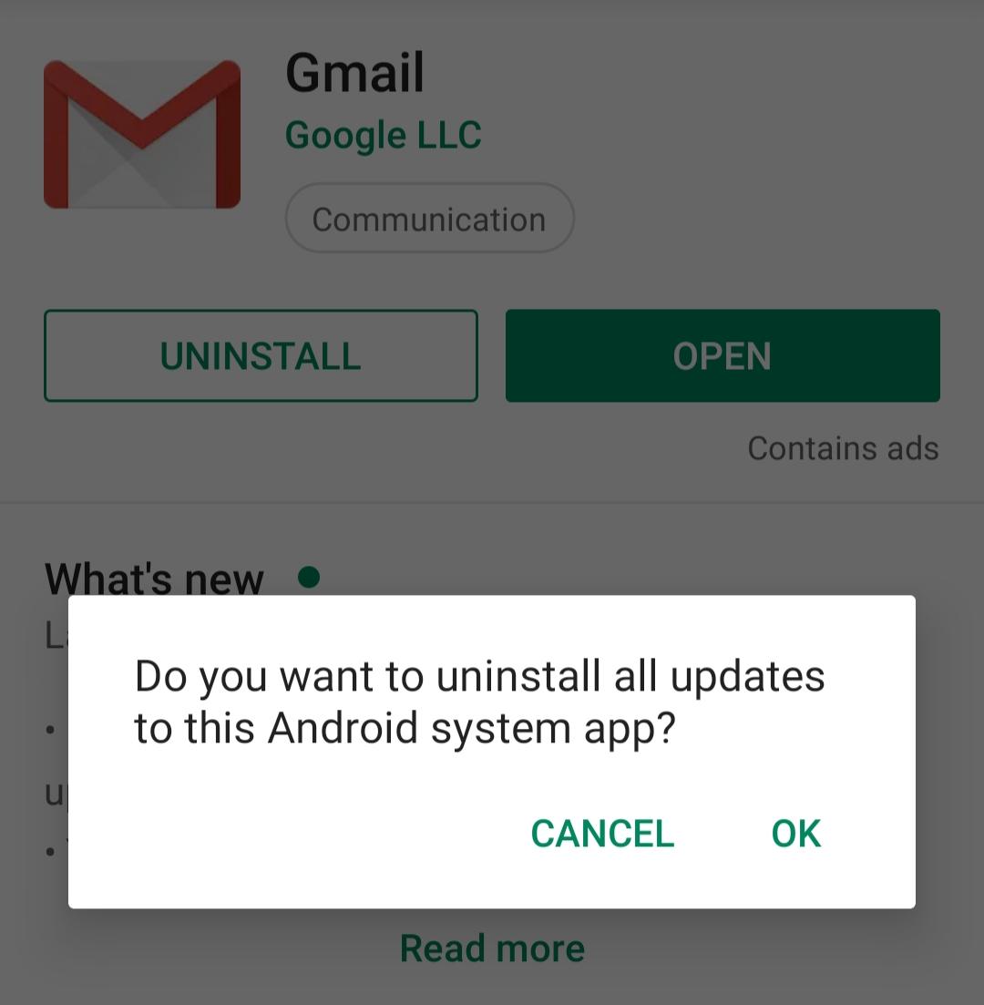 Uninstall The App Updates