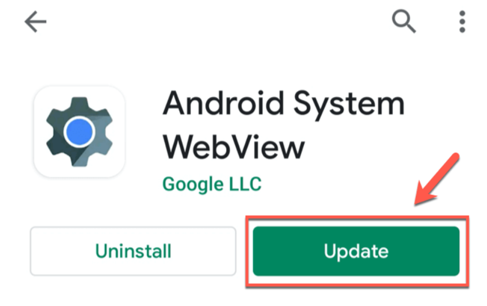 Upgrade Android System WebView 
