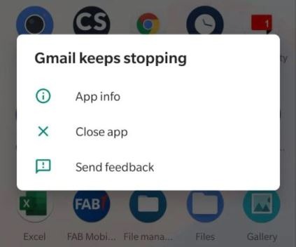 gmail app keeps crashing